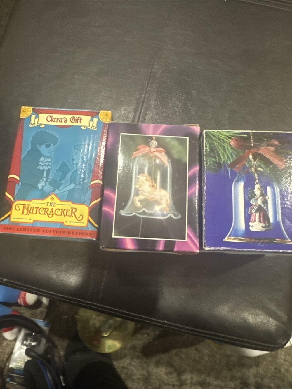 3 Vintage Christmas Ornaments Two carousel bells and a CVS Nutcracker